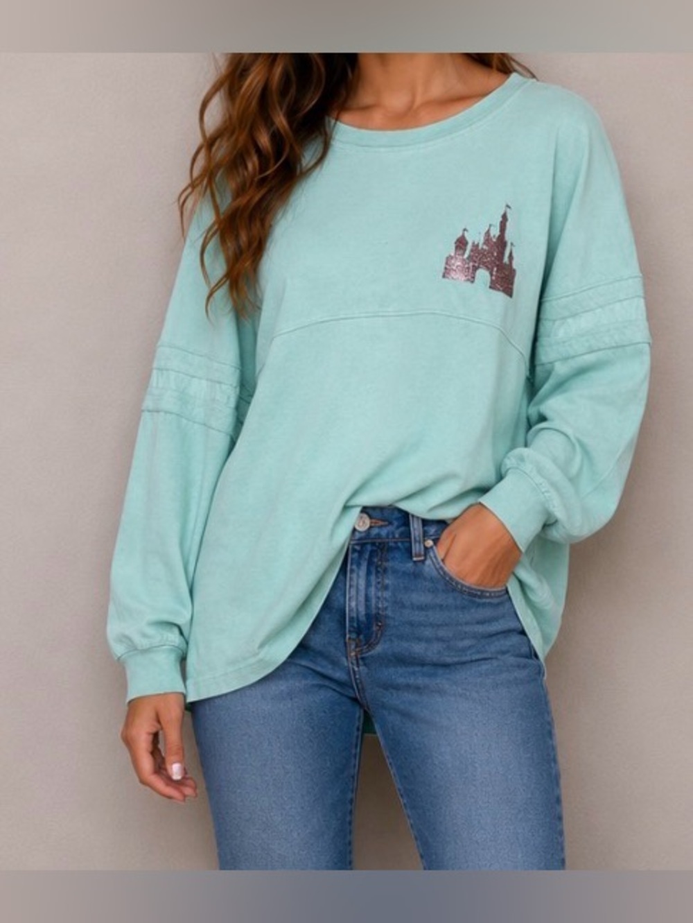 Disneyland Spirit Jersey Light Green Mint Parks Disney Shirt Long Sleeve Top
